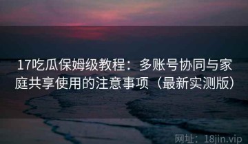 17吃瓜保姆级教程：多账号协同与家庭共享使用的注意事项（最新实测版）