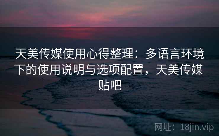 天美传媒使用心得整理：多语言环境下的使用说明与选项配置，天美传媒 贴吧
